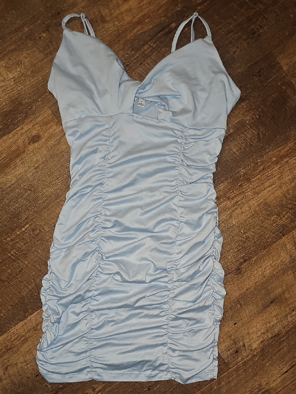 Light Blue Ruched Bodycon Mini Dress